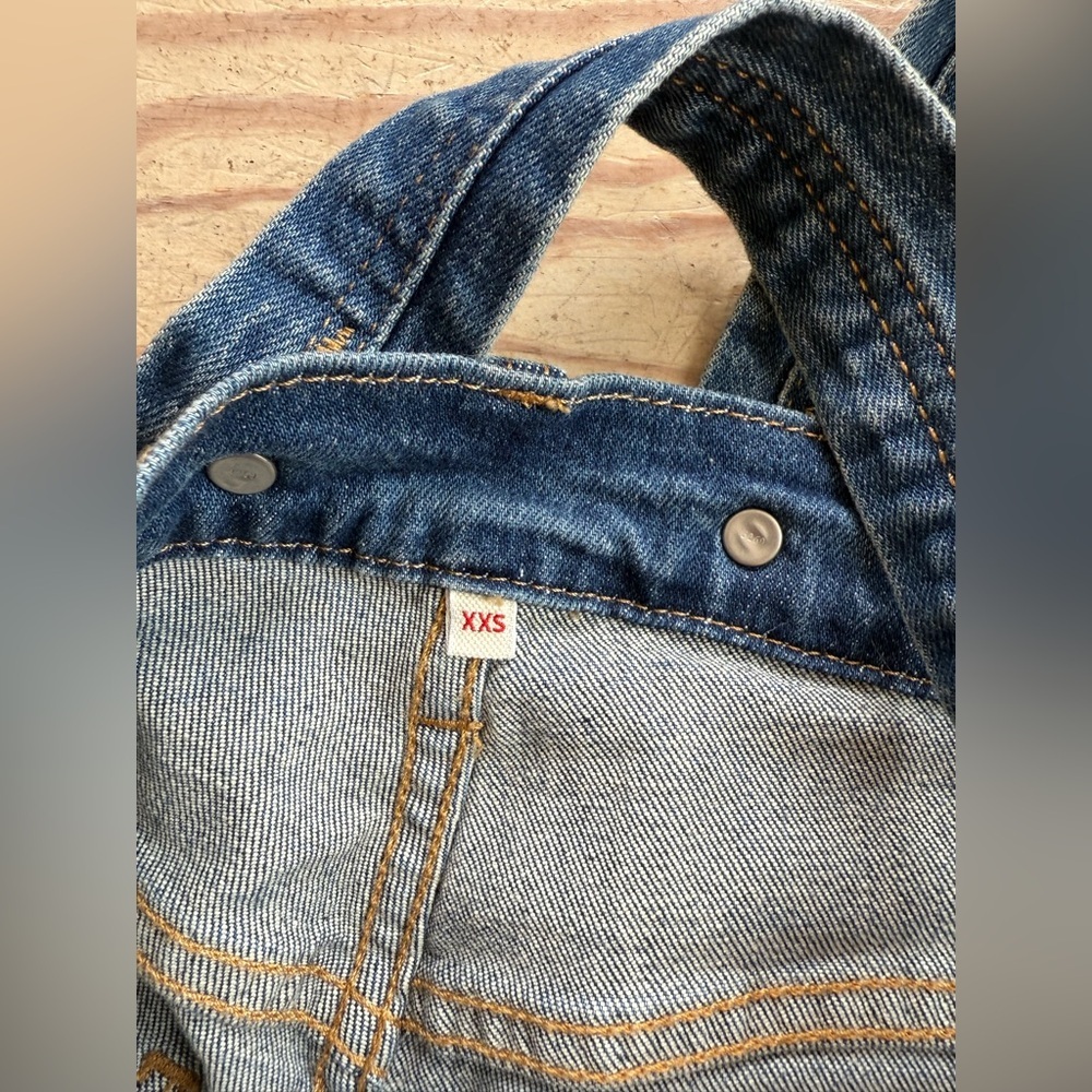 Levi’s Blue Denim Overalls with Distressed Knees size xxs - Picture 3 of 4